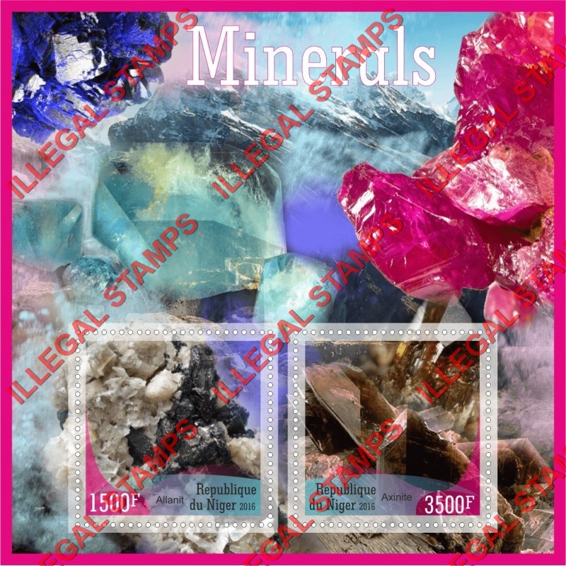 Niger 2016 Minerals Illegal Stamp Souvenir Sheet of 2