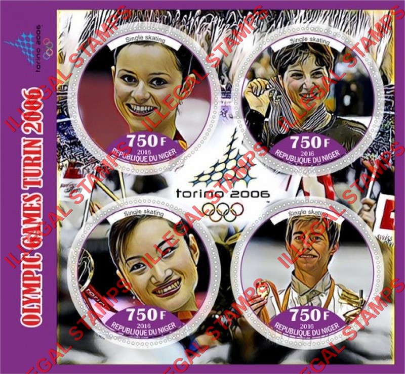 Niger 2016 Olympic Games in Turin 2006 Illegal Stamp Souvenir Sheet of 4