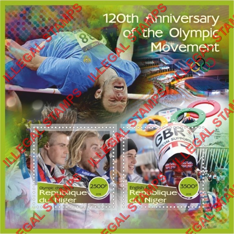 Niger 2016 Olympic Movement Illegal Stamp Souvenir Sheet of 2
