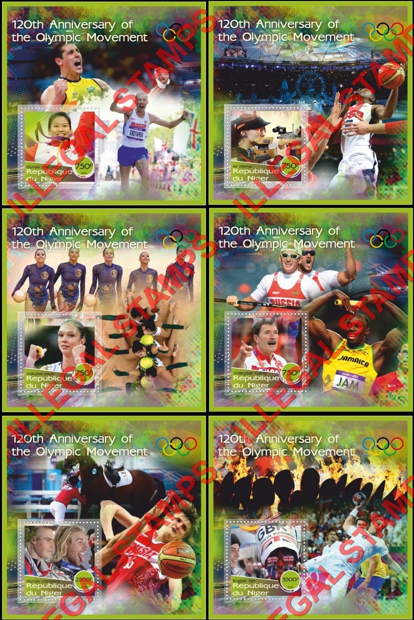 Niger 2016 Olympic Movement Illegal Stamp Souvenir Sheets of 1