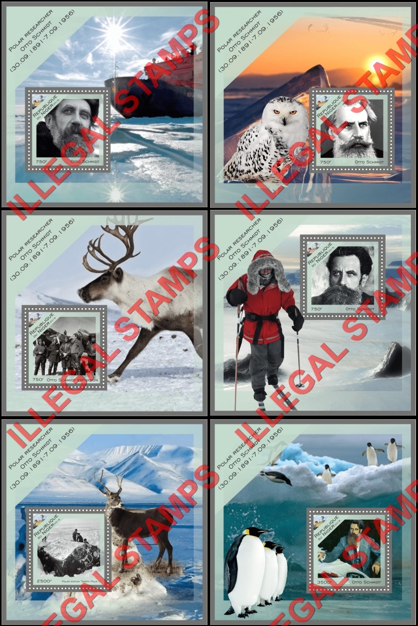 Niger 2016 Otto Schmidt Polar Researcher Illegal Stamp Souvenir Sheets of 1