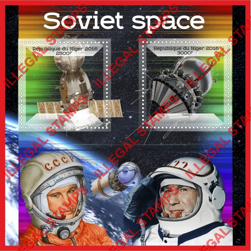Niger 2016 Space Soviet Illegal Stamp Souvenir Sheet of 2