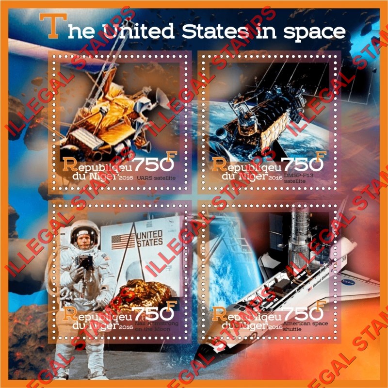 Niger 2016 Space United States Illegal Stamp Souvenir Sheet of 4