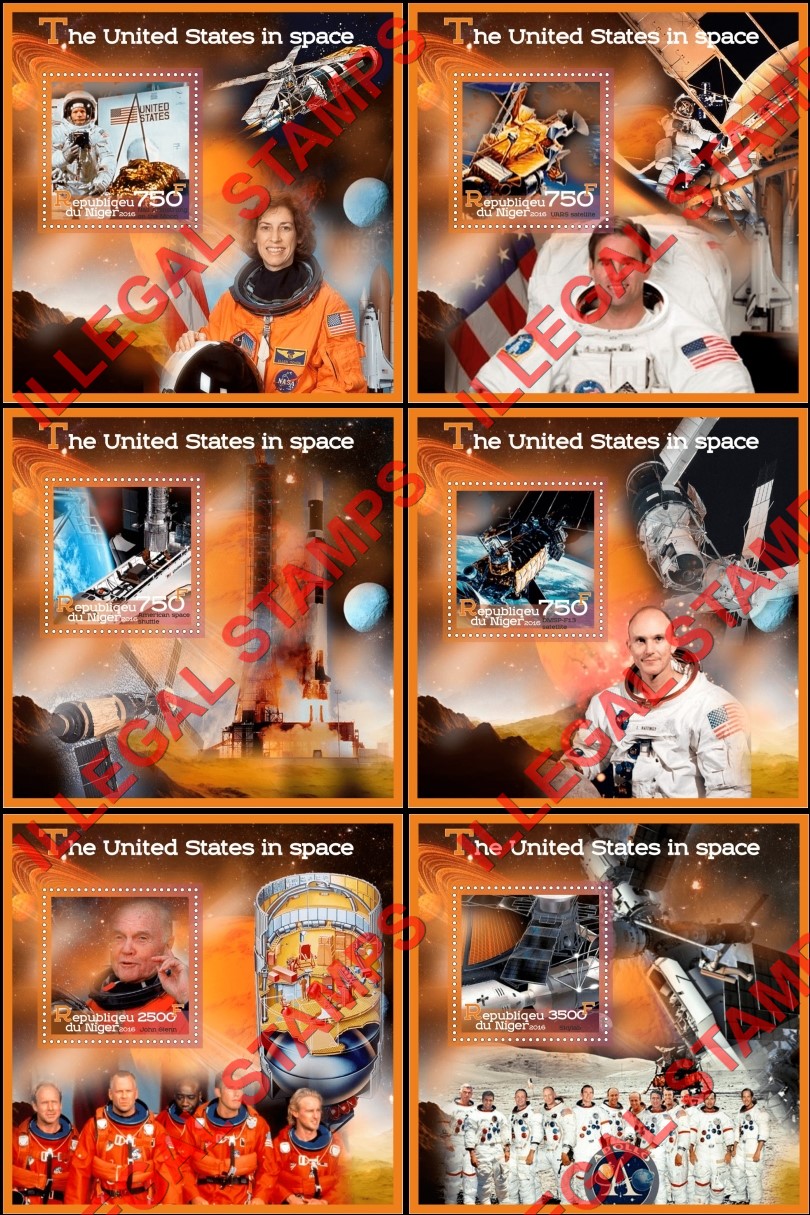 Niger 2016 Space United States Illegal Stamp Souvenir Sheets of 1