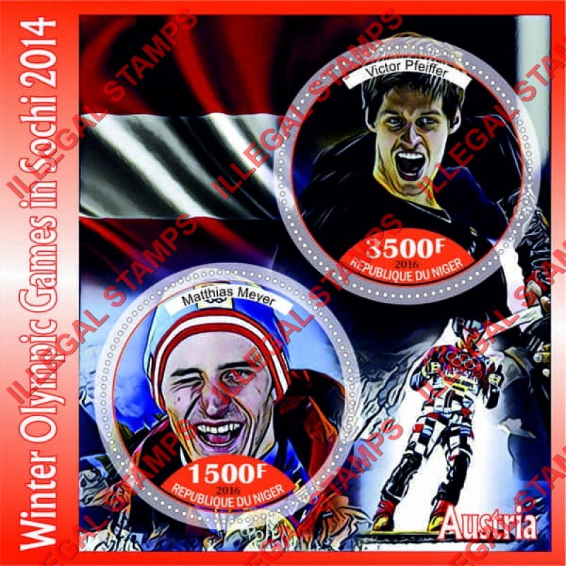 Niger 2016 Winter Olympic Games in Sochi 2014 Austria Illegal Stamp Souvenir Sheet of 2