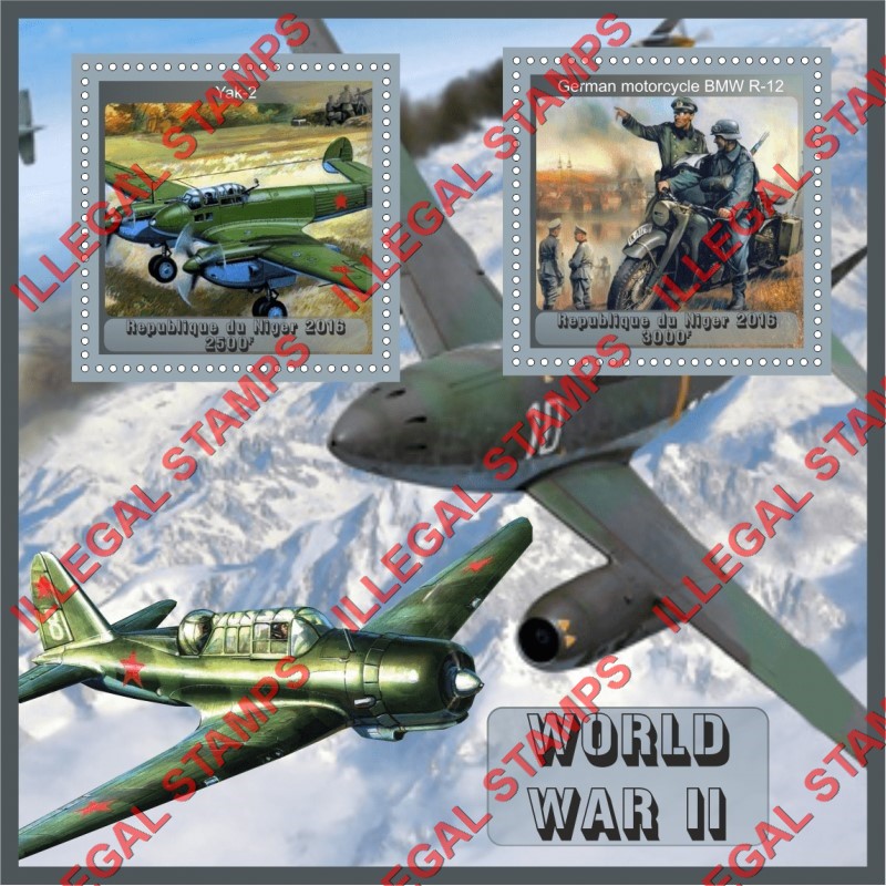 Niger 2016 World War II Illegal Stamp Souvenir Sheet of 2
