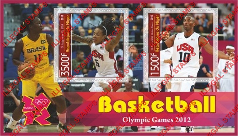 Niger 2017 Basketball Olympic Games in 2012 in London Kobe Bryant Illegal Stamp Souvenir Sheet of 2