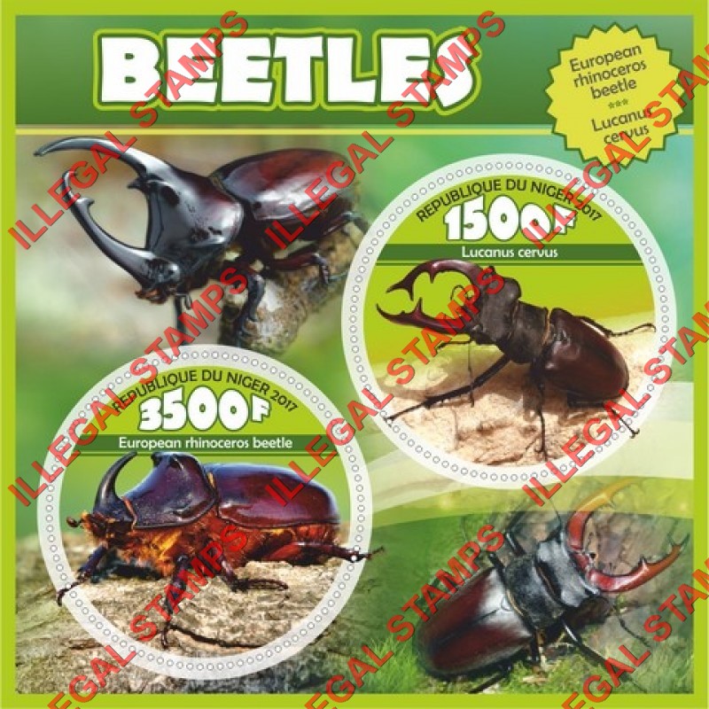 Niger 2017 Beetles Illegal Stamp Souvenir Sheet of 2