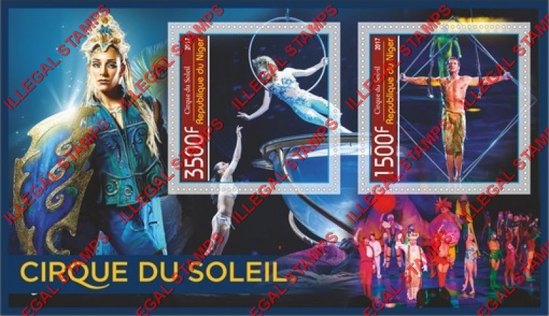 Niger 2017 Circus Cirque du Soleil Illegal Stamp Souvenir Sheet of 2