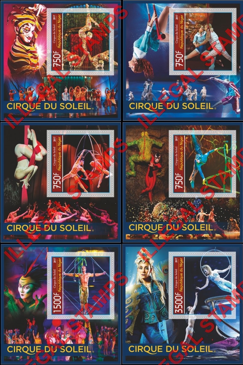 Niger 2017 Circus Cirque du Soleil Illegal Stamp Souvenir Sheets of 1
