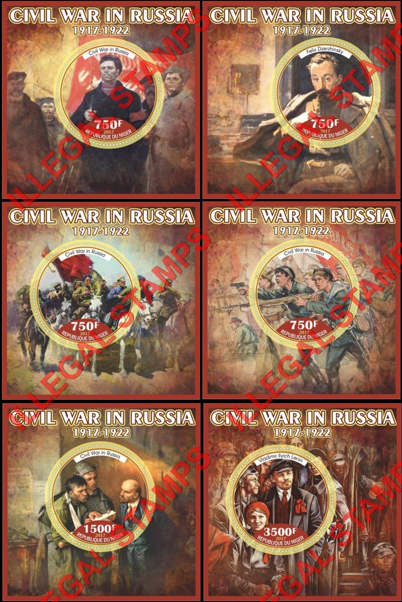 Niger 2017 Civil War in Russia Illegal Stamp Souvenir Sheets of 1