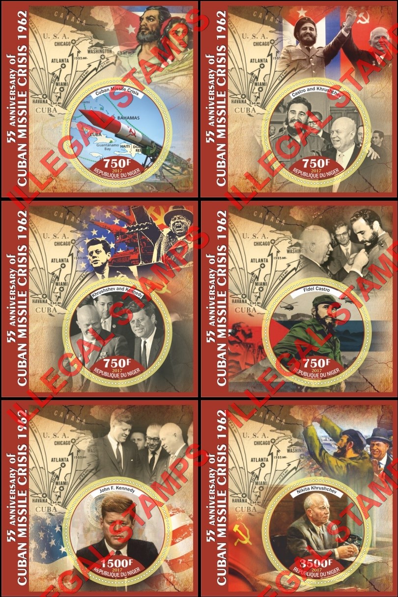 Niger 2017 Cuban Missile Crisis Illegal Stamp Souvenir Sheets of 1