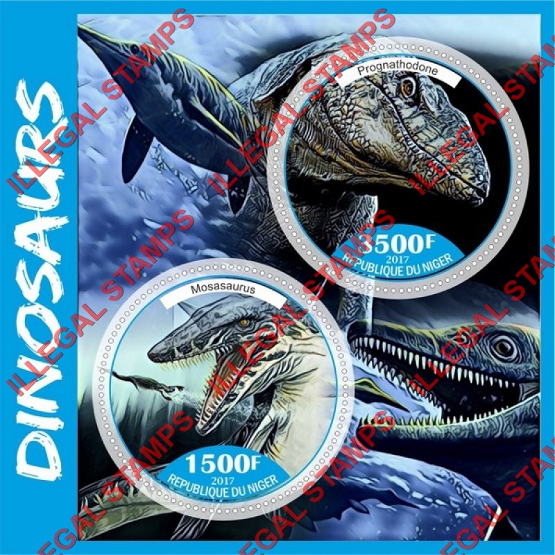 Niger 2017 Dinosaurs Illegal Stamp Souvenir Sheet of 2