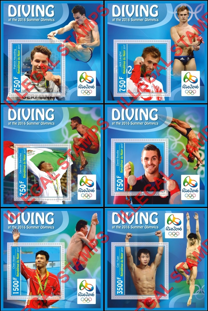 Niger 2017 Diving at the Summer Olympics in 2016 Illegal Stamp Souvenir Sheets of 1