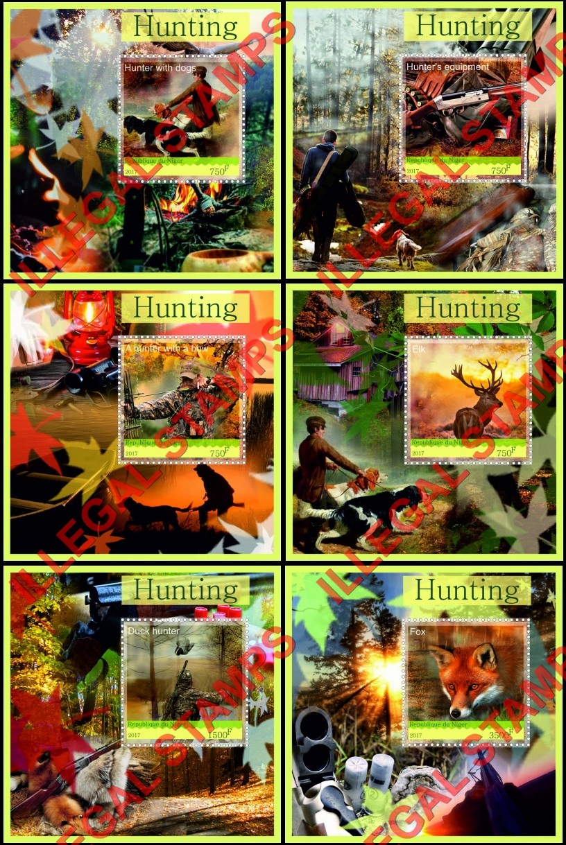Niger 2017 Hunting Illegal Stamp Souvenir Sheets of 1