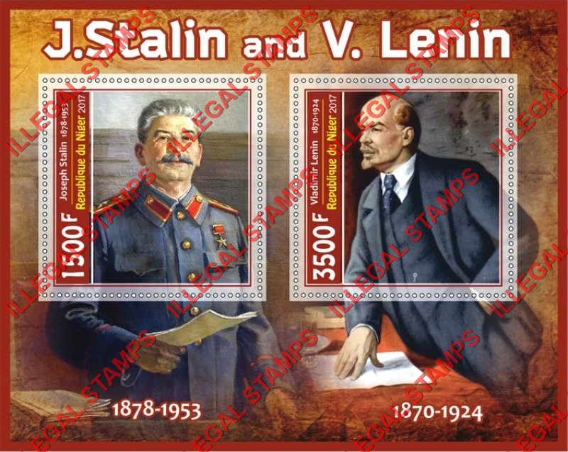 Niger 2017 Lenin and Stalin Illegal Stamp Souvenir Sheet of 2