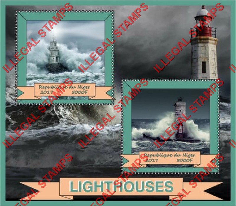 Niger 2017 Lighthouses (different) Illegal Stamp Souvenir Sheet of 2