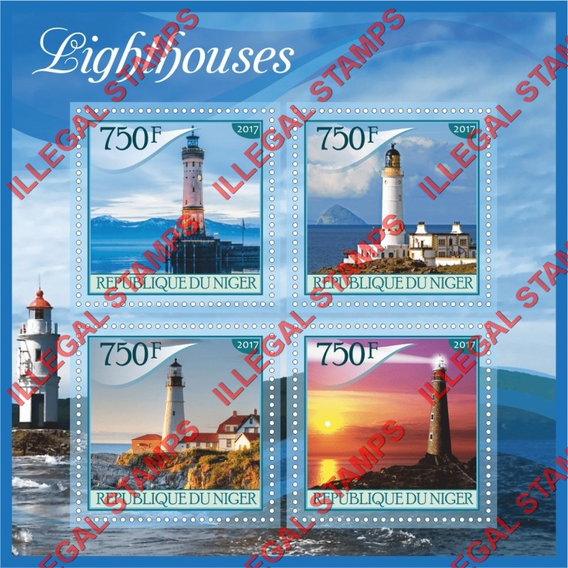 Niger 2017 Lighthouses Illegal Stamp Souvenir Sheet of 4