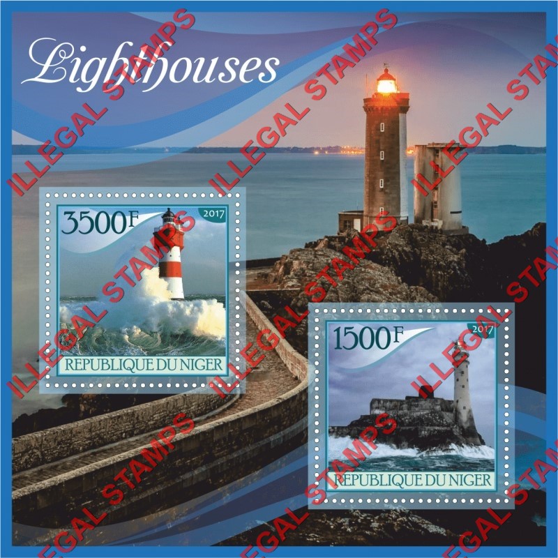 Niger 2017 Lighthouses Illegal Stamp Souvenir Sheet of 2