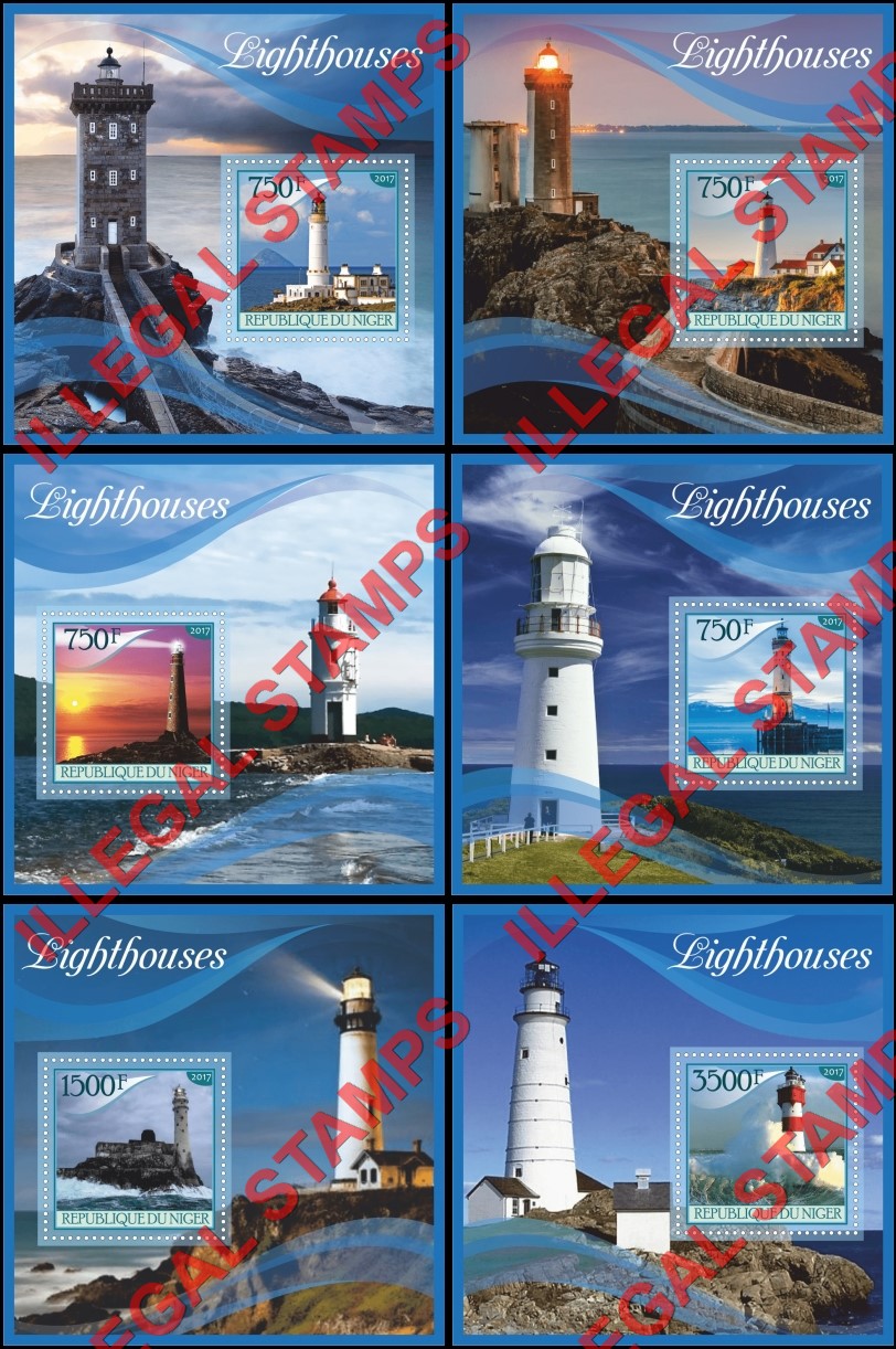 Niger 2017 Lighthouses Illegal Stamp Souvenir Sheets of 1