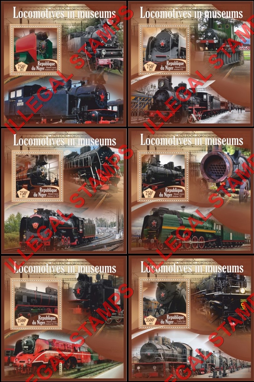 Niger 2017 Locomotives in Museums Illegal Stamp Souvenir Sheets of 1