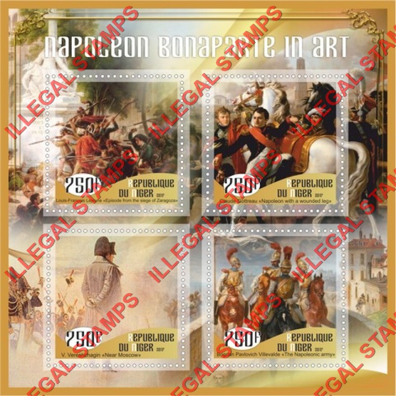 Niger 2017 Napoleon Bonaparte in Art Illegal Stamp Souvenir Sheet of 4