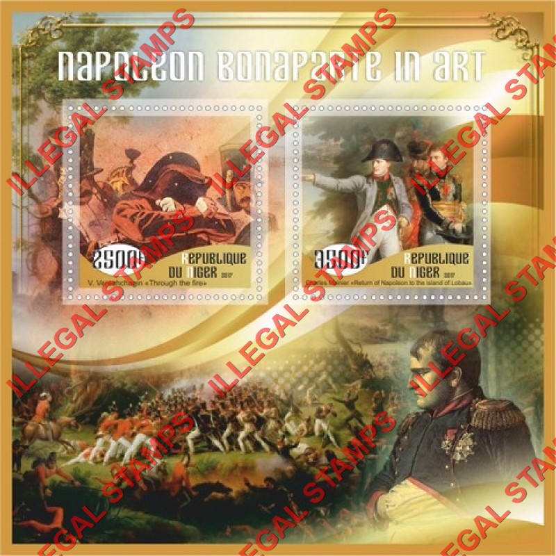 Niger 2017 Napoleon Bonaparte in Art Illegal Stamp Souvenir Sheet of 2