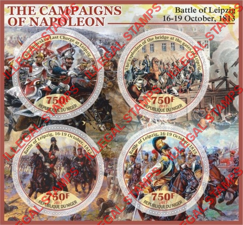 Niger 2017 Napoleon Campaigns Battle of Leipzig Illegal Stamp Souvenir Sheet of 4