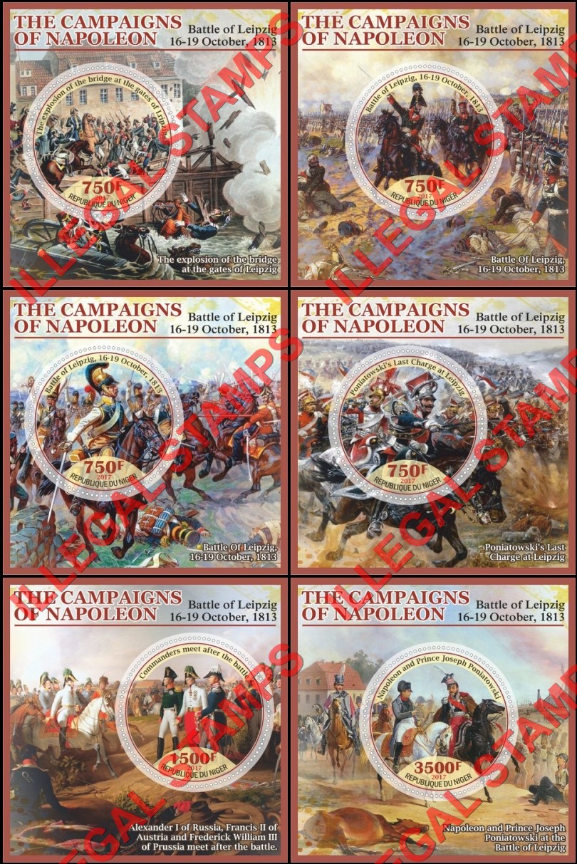 Niger 2017 Napoleon Campaigns Battle of Leipzig Illegal Stamp Souvenir Sheets of 1