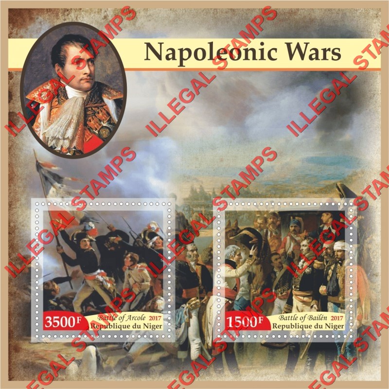Niger 2017 Napoleonic Wars Illegal Stamp Souvenir Sheet of 2
