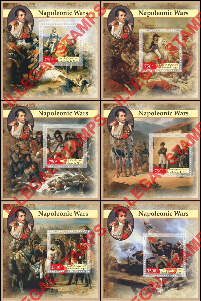 Niger 2017 Napoleonic Wars Illegal Stamp Souvenir Sheets of 1