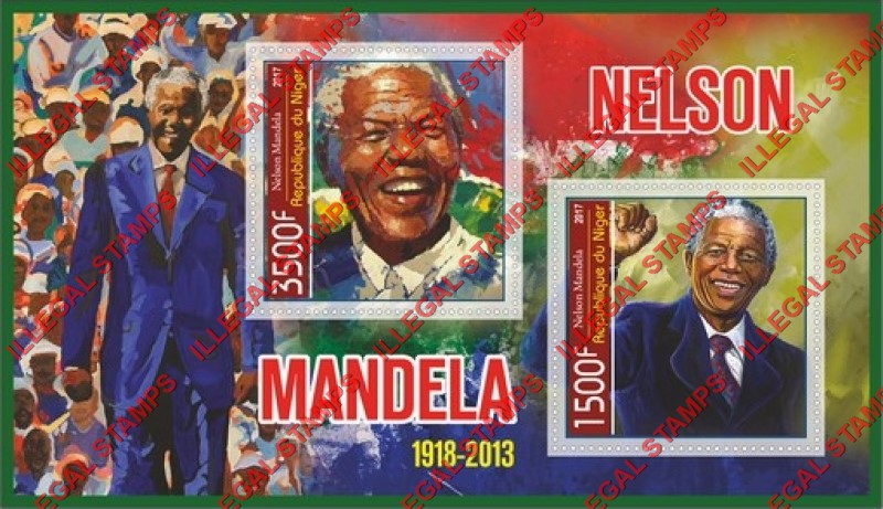 Niger 2017 Nelson Mandela Illegal Stamp Souvenir Sheet of 2