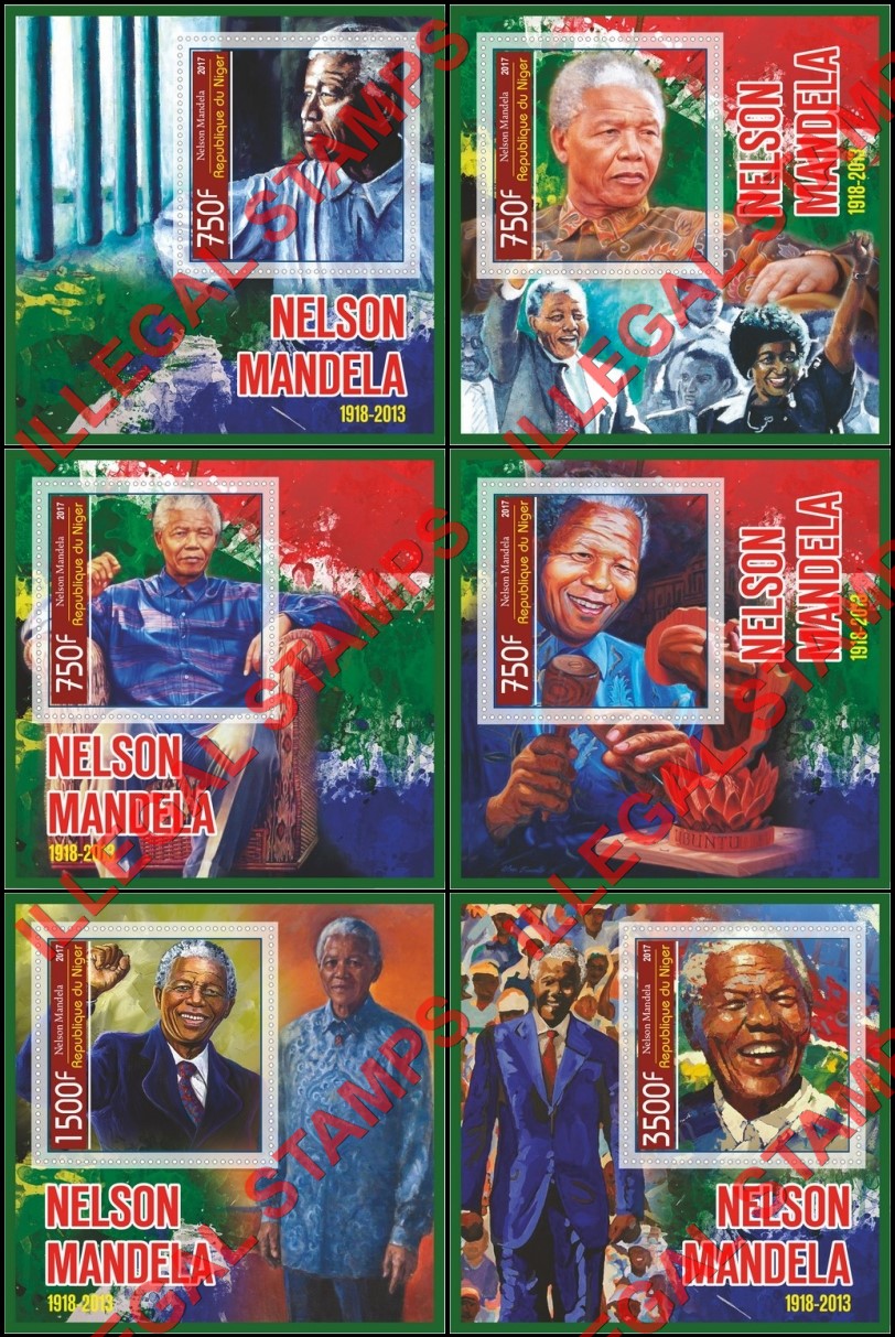 Niger 2017 Nelson Mandela Illegal Stamp Souvenir Sheets of 1
