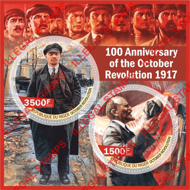 Niger 2017 October Revolution in Russia Illegal Stamp Souvenir Sheet of 2