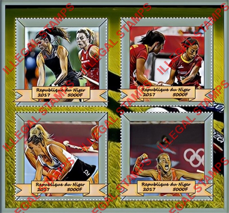 Niger 2017 Olympic Games in Rio 2016 Women's Field Hockey Illegal Stamp Souvenir Sheet of 4