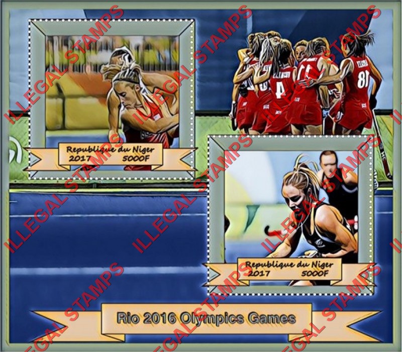 Niger 2017 Olympic Games in Rio 2016 Women's Field Hockey Illegal Stamp Souvenir Sheet of 2