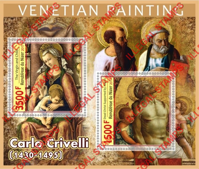 Niger 2017 Paintings by Carlo Crivelli Illegal Stamp Souvenir Sheet of 2