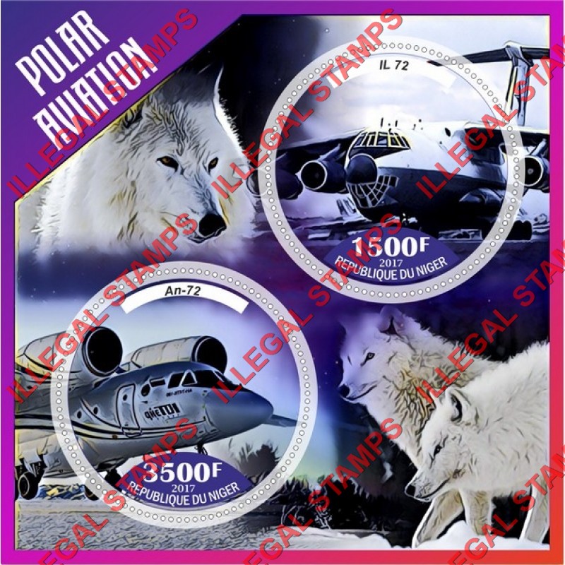 Niger 2017 Polar Aviation Illegal Stamp Souvenir Sheet of 2