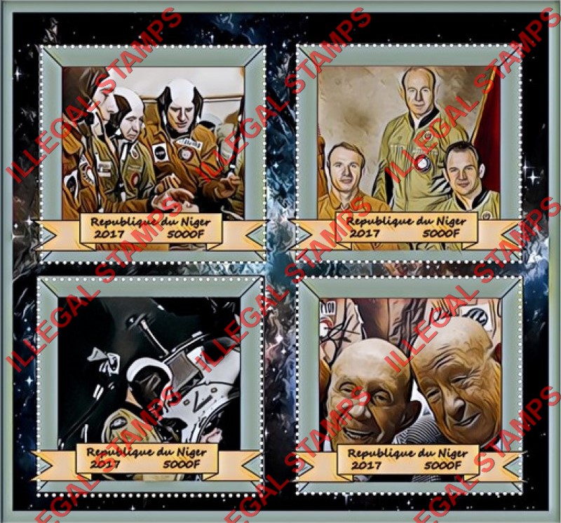 Niger 2017 Space Apollo-Soyuz Alexei Leonov Illegal Stamp Souvenir Sheet of 4