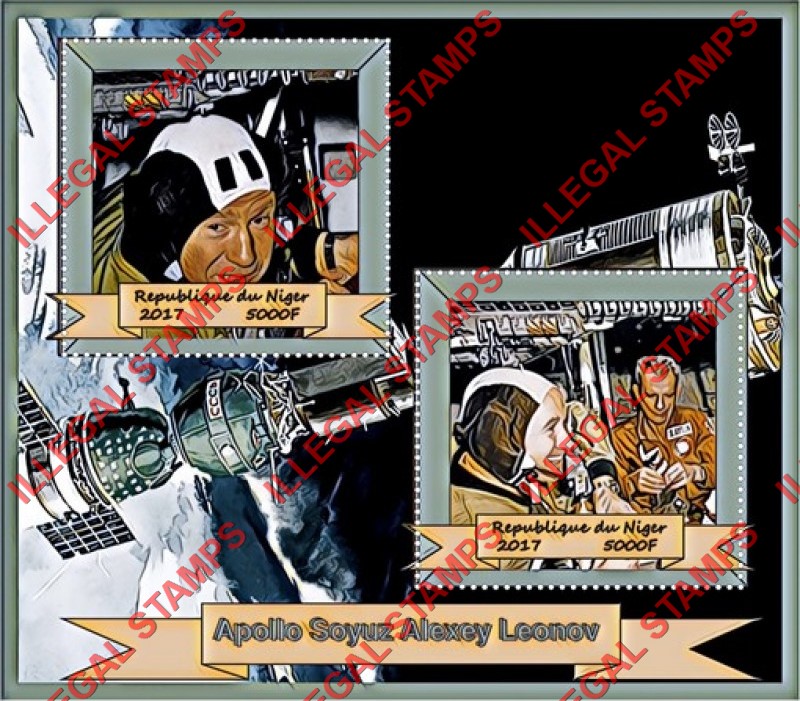 Niger 2017 Space Apollo-Soyuz Alexei Leonov Illegal Stamp Souvenir Sheet of 2