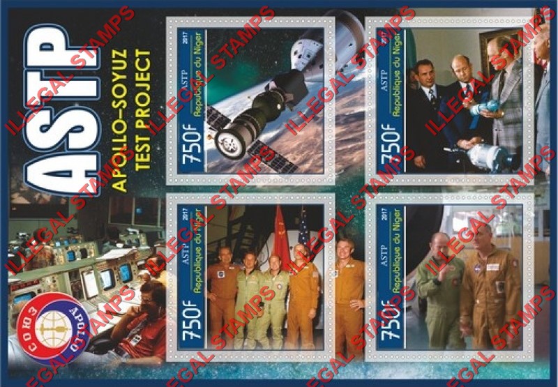 Niger 2017 Space Apollo-Soyuz Test Project Illegal Stamp Souvenir Sheet of 4