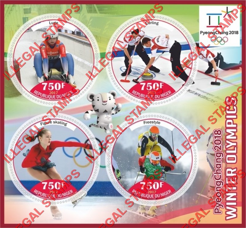 Niger 2017 Winter Olympic Games in PyeongChang 2018 (different) Illegal Stamp Souvenir Sheet of 4