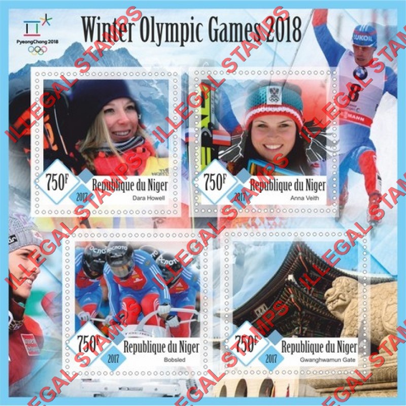 Niger 2017 Winter Olympic Games in PyeongChang 2018 Illegal Stamp Souvenir Sheet of 4