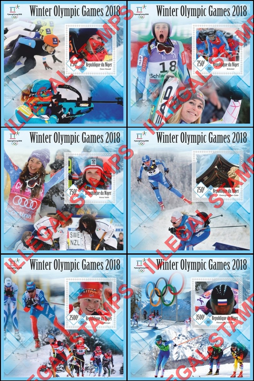 Niger 2017 Winter Olympic Games in PyeongChang 2018 Illegal Stamp Souvenir Sheets of 1