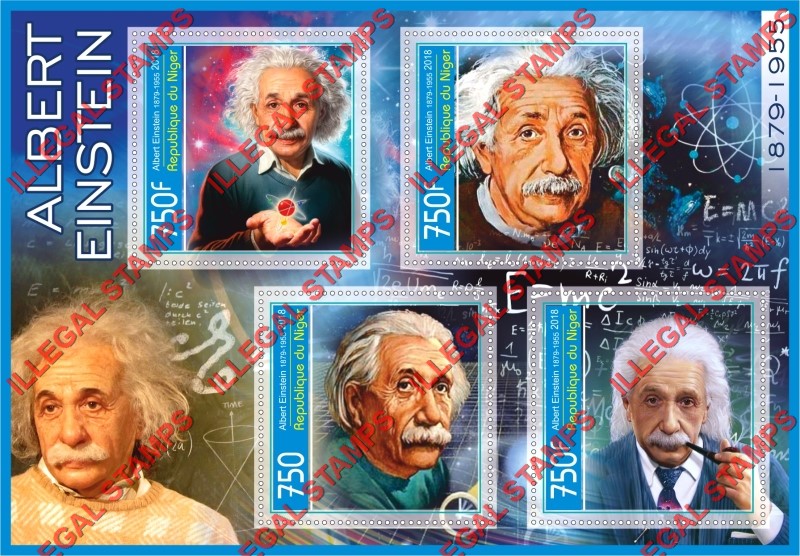 Niger 2018 Albert Einstein Illegal Stamp Souvenir Sheet of 4
