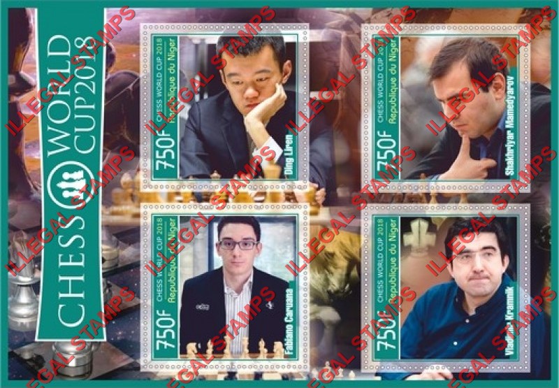 Niger 2018 Chess World Cup Illegal Stamp Souvenir Sheet of 4