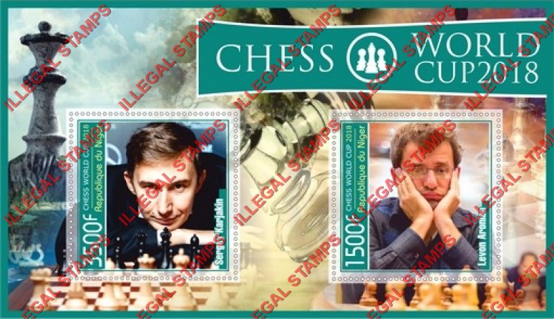Niger 2018 Chess World Cup Illegal Stamp Souvenir Sheet of 2