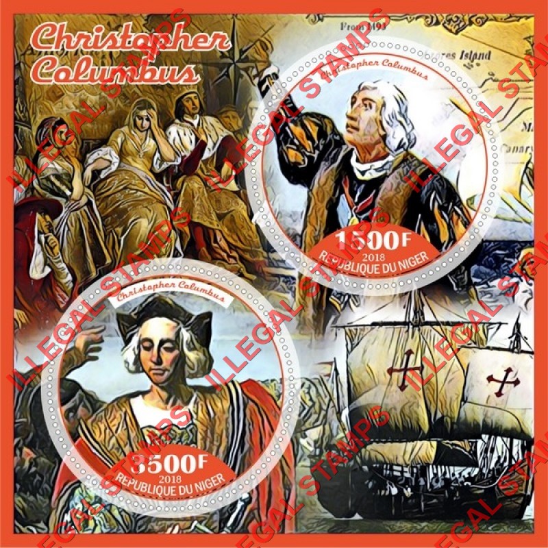 Niger 2018 Christopher Columbus Illegal Stamp Souvenir Sheet of 2