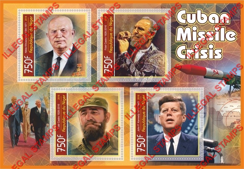 Niger 2018 Cuban Missile Crisis Illegal Stamp Souvenir Sheet of 4