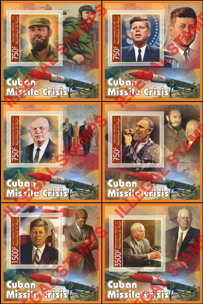 Niger 2018 Cuban Missile Crisis Illegal Stamp Souvenir Sheets of 1